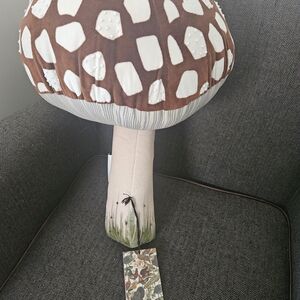 Mushroom Shaped Pillow - Brown and White